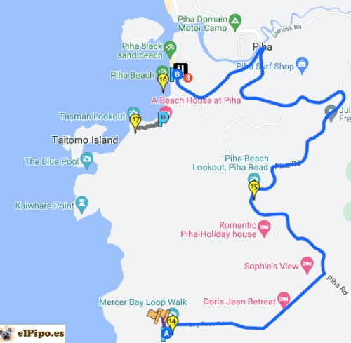 itinerario hasta Piha