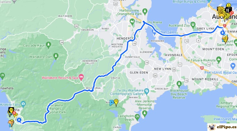 itinerario hasta Mount Eden