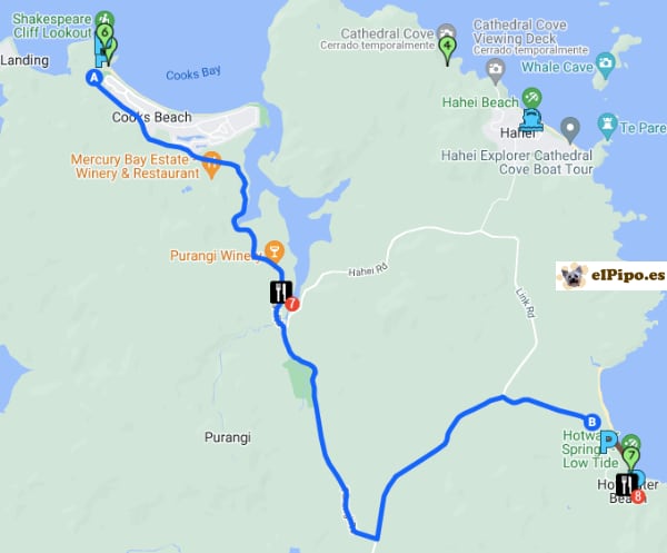 itinerario hasta Hot Water