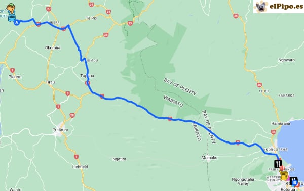 itinerario hasta Rotorua
