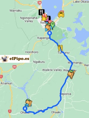 itinerario hasta Rotorua