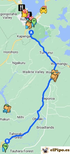 itinerario hasta Aratiatia Rapids