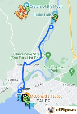 itinerario hasta Huka Falls