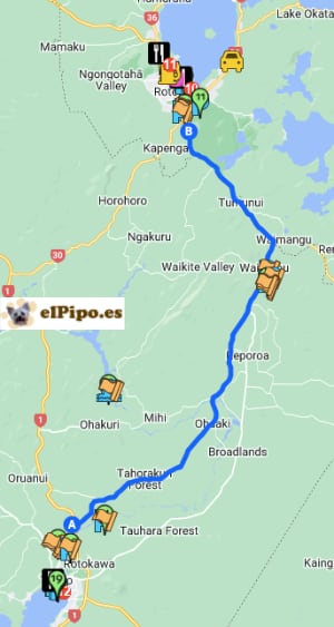 itinerario hasta Rotorua