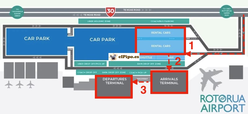 plano del aeropuerto de Rotorua