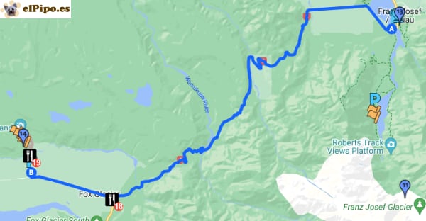 itinerario hasta Lake Matheson