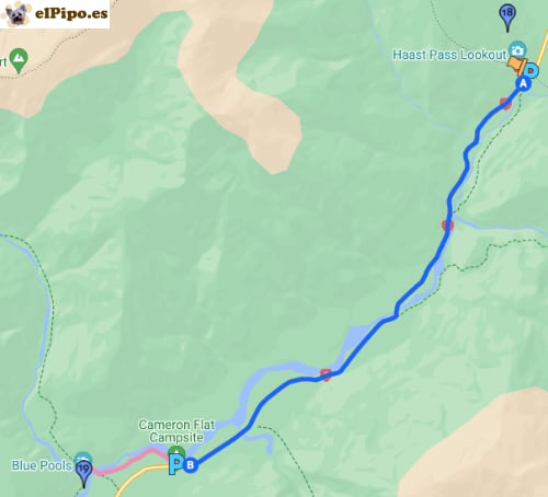 itinerario hasta Blue Pools