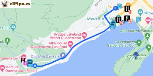 itinerario hasta el parquin del centro