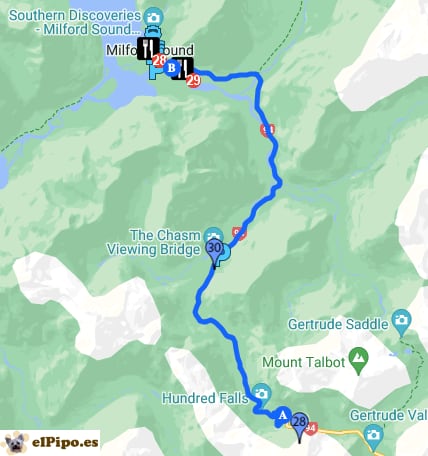 itinerario hasta Milford Sound