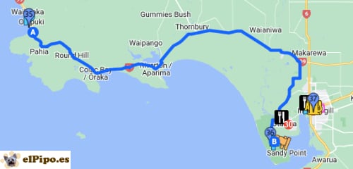 itinerario hasta Sandy Point Domain