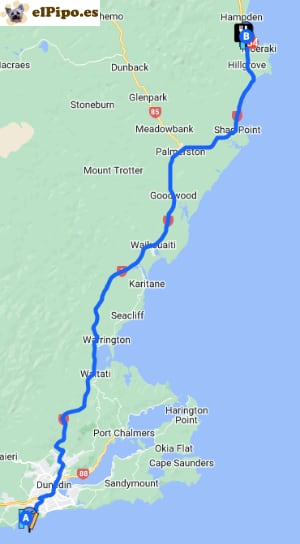 itinerario hasta Moeraki Boulders