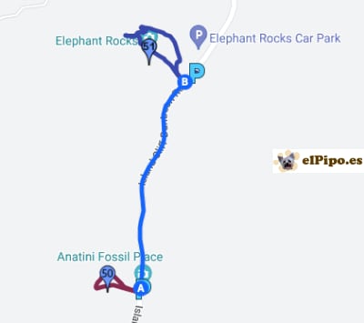 itinerario hasta Elephants Rocks
