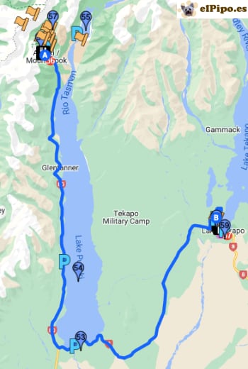 itinerario hasta Mt John Observatory