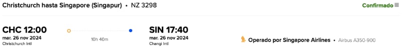horario vuelo hasta Singapur