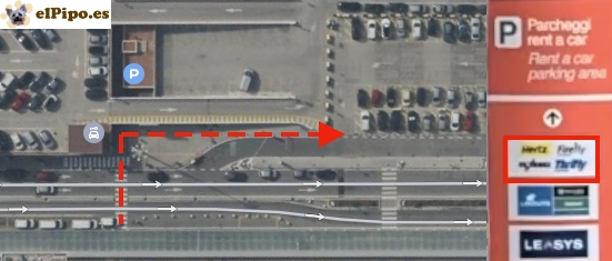 recorrido hasta el coche de alquiler