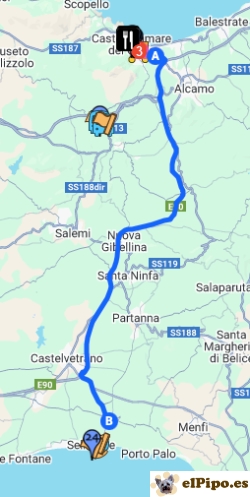 itinerario hasta Parque Arqueológico de Selinunte