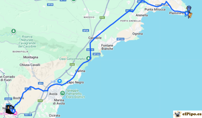 itinerario hasta siracusa