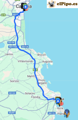 itinerario hasta catania