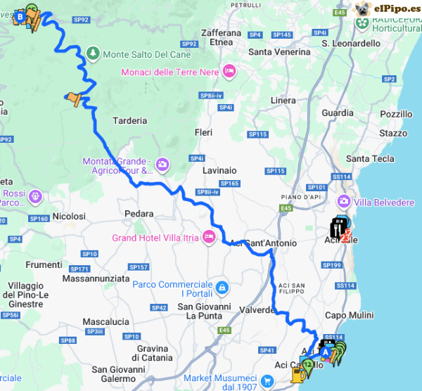 itinerario hasta monte etna
