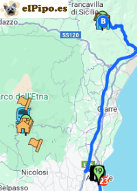 itinerario hasta Gole dell'Alcantara