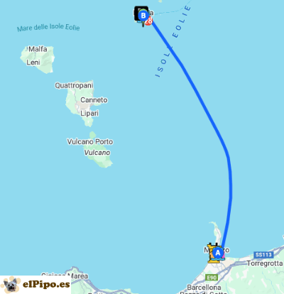 navegación entre milazzo y panarea