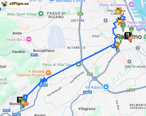 itinerario hasta Palermo