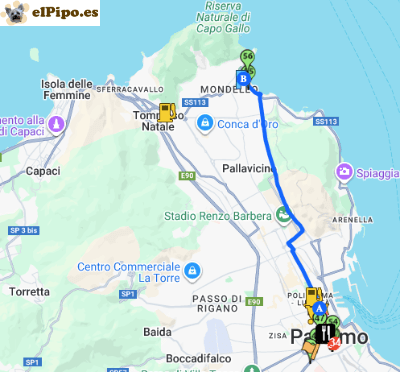 itinerario hasta Mondello